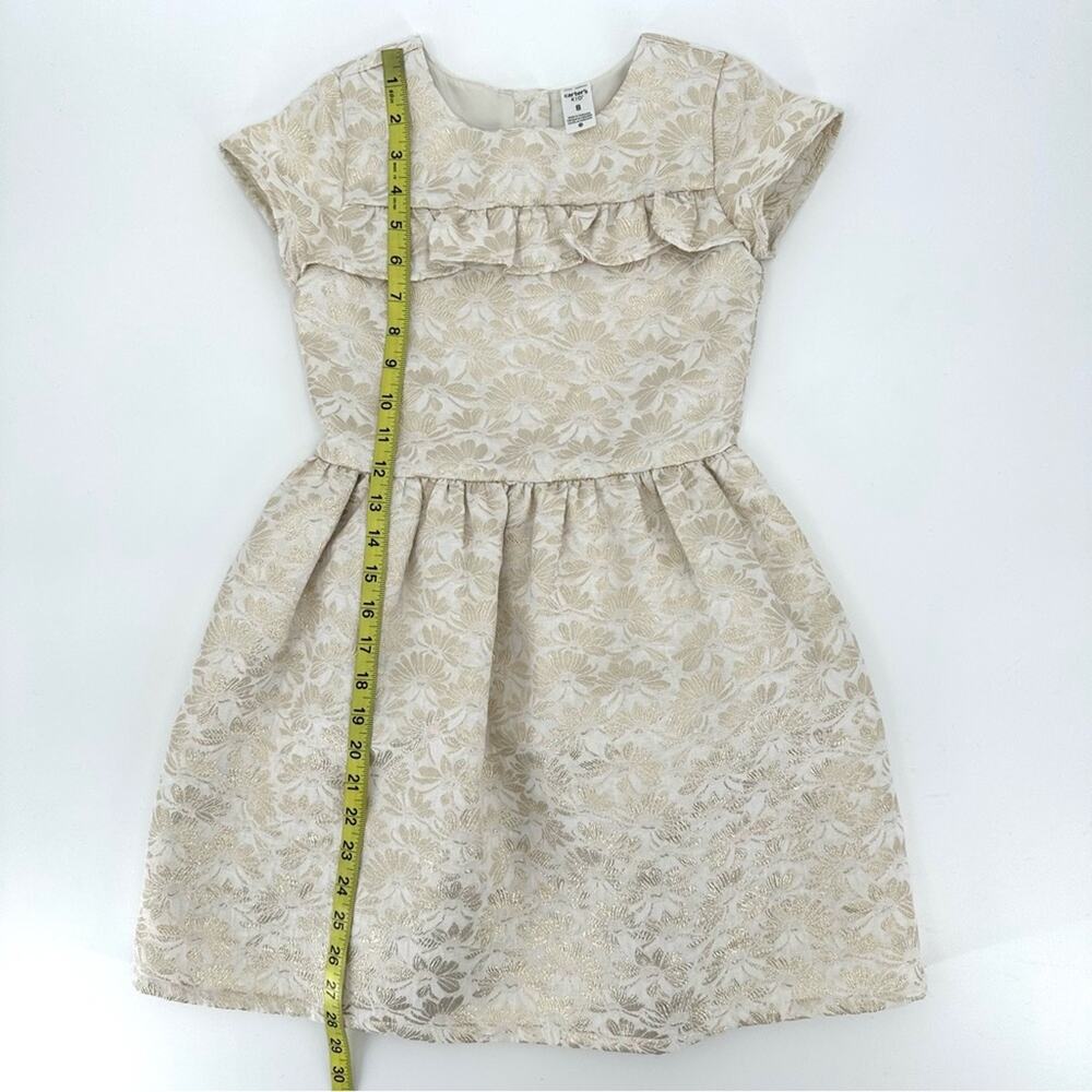 Carter’s girl jacquard woven dress cream metallic gold floral Size 8 - Picture 9 of 11